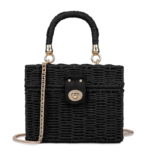 Amazon.com: Handwoven Rattan Bag for Women Wicker Crossbody Shoulder Bag Straw Beach Tote Bag Top... | Amazon (US)