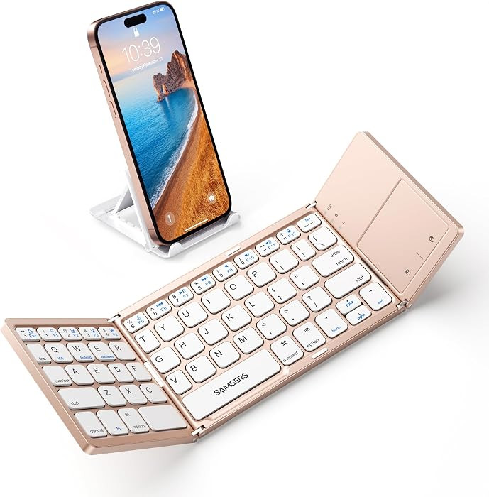 Samsers Foldable Bluetooth Keyboard with Touchpad, Ultra Slim Compact, Pink | Amazon (US)