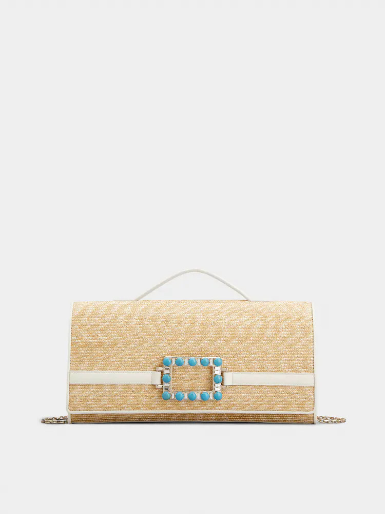 Belle Vivier Clutch in raffia | Roger Viver US