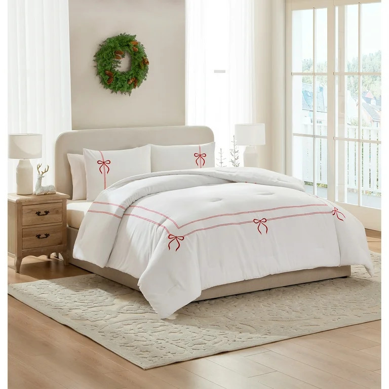 My Texas House Juliet 3-Piece Bright White Adult Comforter Set, Full/Queen | Walmart (US)