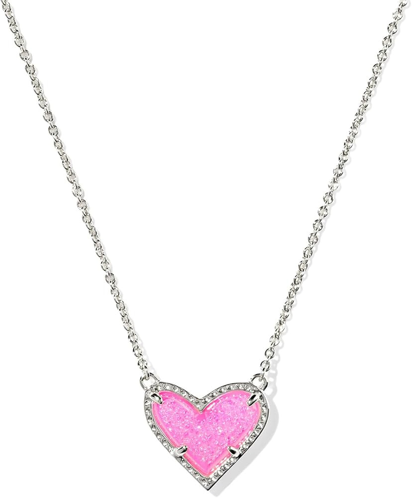 Amazon.com: Kendra Scott Ari Heart Pendant Necklace, Rhodium-Plated Brass, Fashion Jewelry for Wo... | Amazon (US)