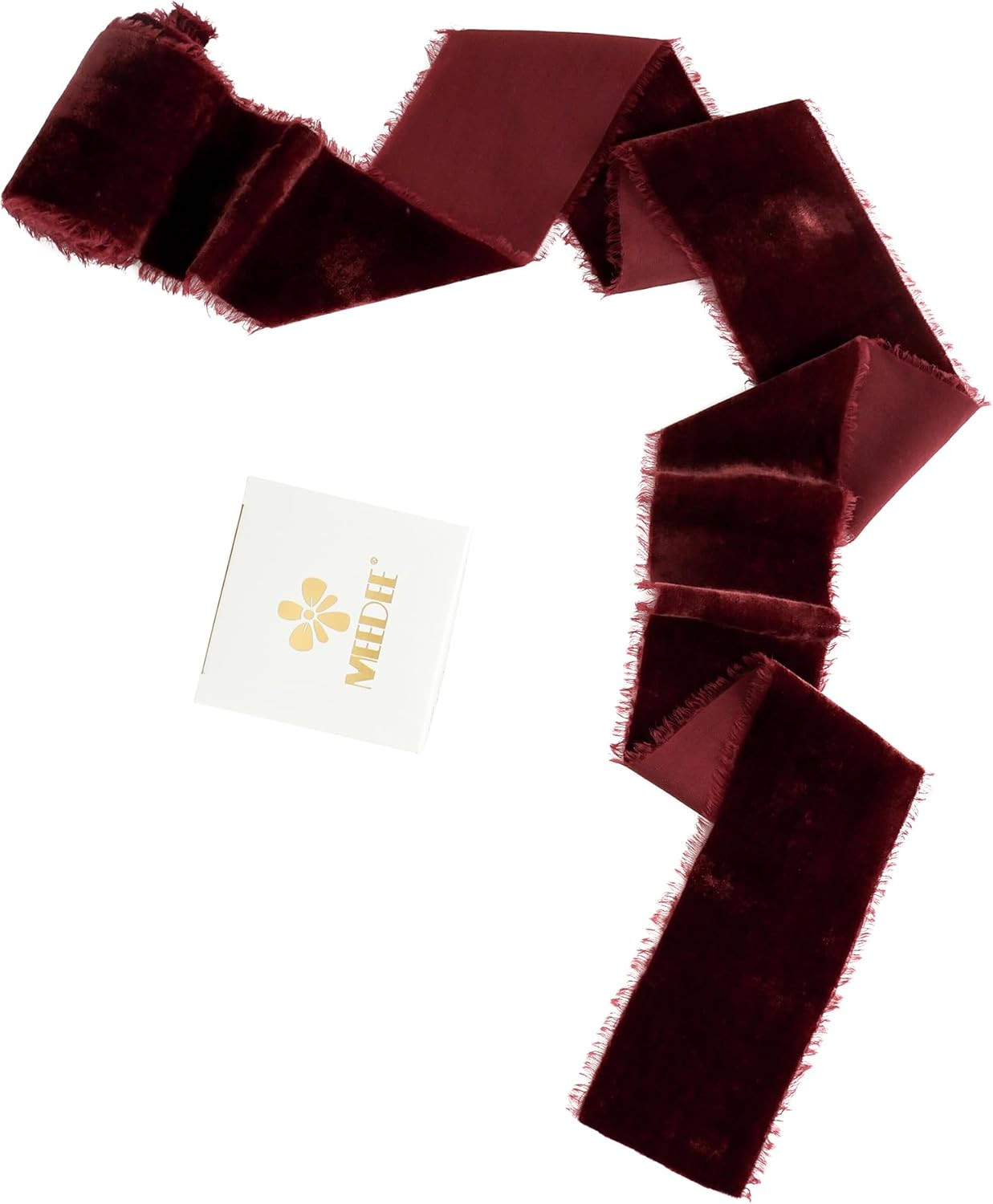 MEEDEE Burgundy Velvet Ribbon - 3 Inch Red Velvet Fringe for Wreaths, Flower Bouquets, Dress Sash... | Amazon (US)