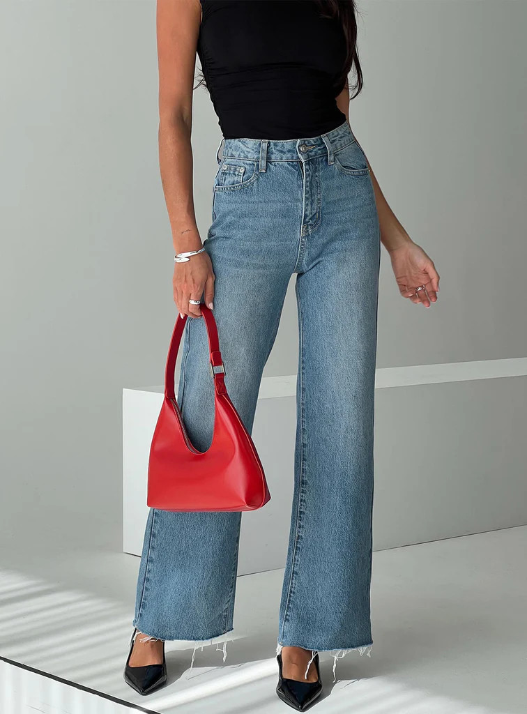 Henesey Raw Hem Jeans Mid Wash | Princess Polly US