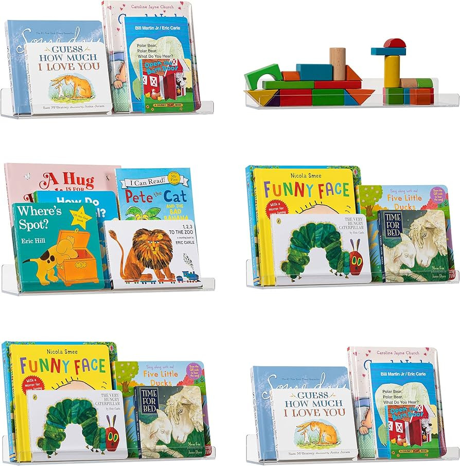 HBlife 15 Inches Invisible Wall Floating Bookshelf for Kids and Nursery, Clear Acrylic Shelves fo... | Amazon (US)