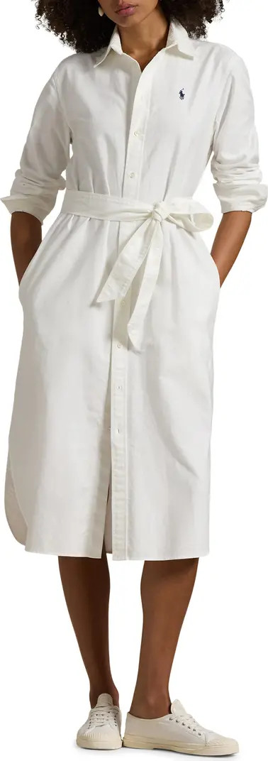 Polo Ralph Lauren Belted Long Sleeve Cotton Oxford Shirtdress | Nordstrom | Nordstrom