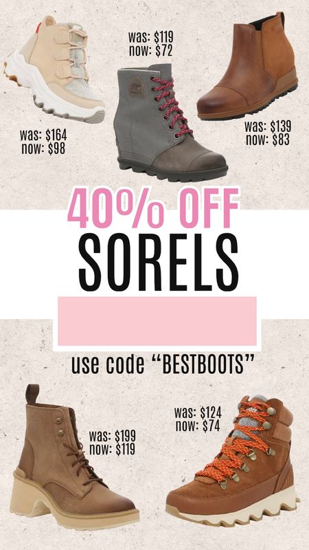 40% off Sorel boots with code “BESTBOOTS"

#LTKunder100 #LTKunder50 #LTKshoecrush