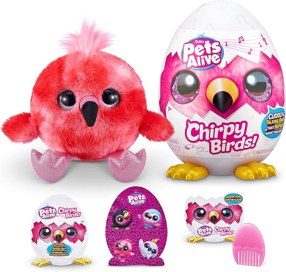 Pets Alive Chirpy Birds (Flamingo) by ZURU, Electronic Pet That Speaks, Giant Surprise Egg, Stick... | Amazon (US)