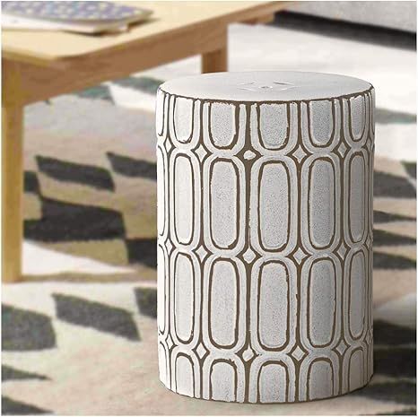 MOTINI Ceramic Stool, 16" Round Glazed Elliptical Pattern Ceramic Garden Stool Decorative Side Ta... | Amazon (US)