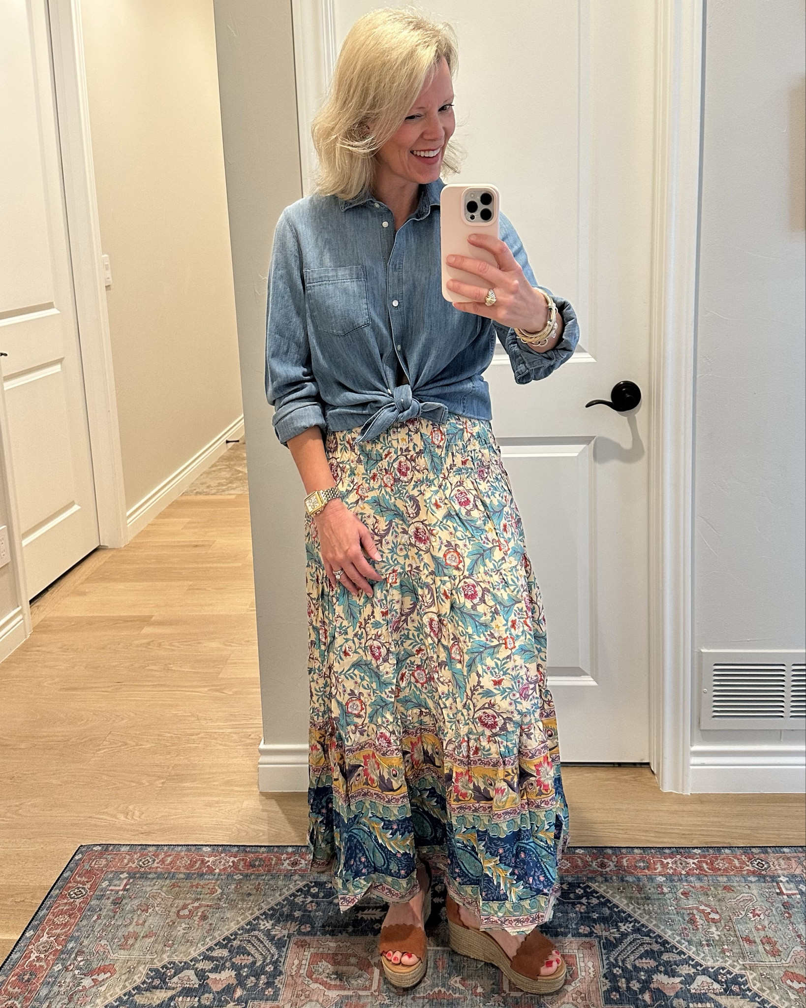I love this denim shirt I bought from the Nordstrom anniversary sale. I have paired it with a Darling maxi skirt from Amazon. It would be so cute with white denim or dark denim as well. It is great quality and a great price! Love the skirt as well.

#LTKSaleAlert #LTKSeasonal #LTKFindsUnder50