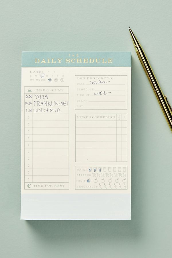 Ledger Daily Schedule Tear-Away Notepad | Anthropologie (US)