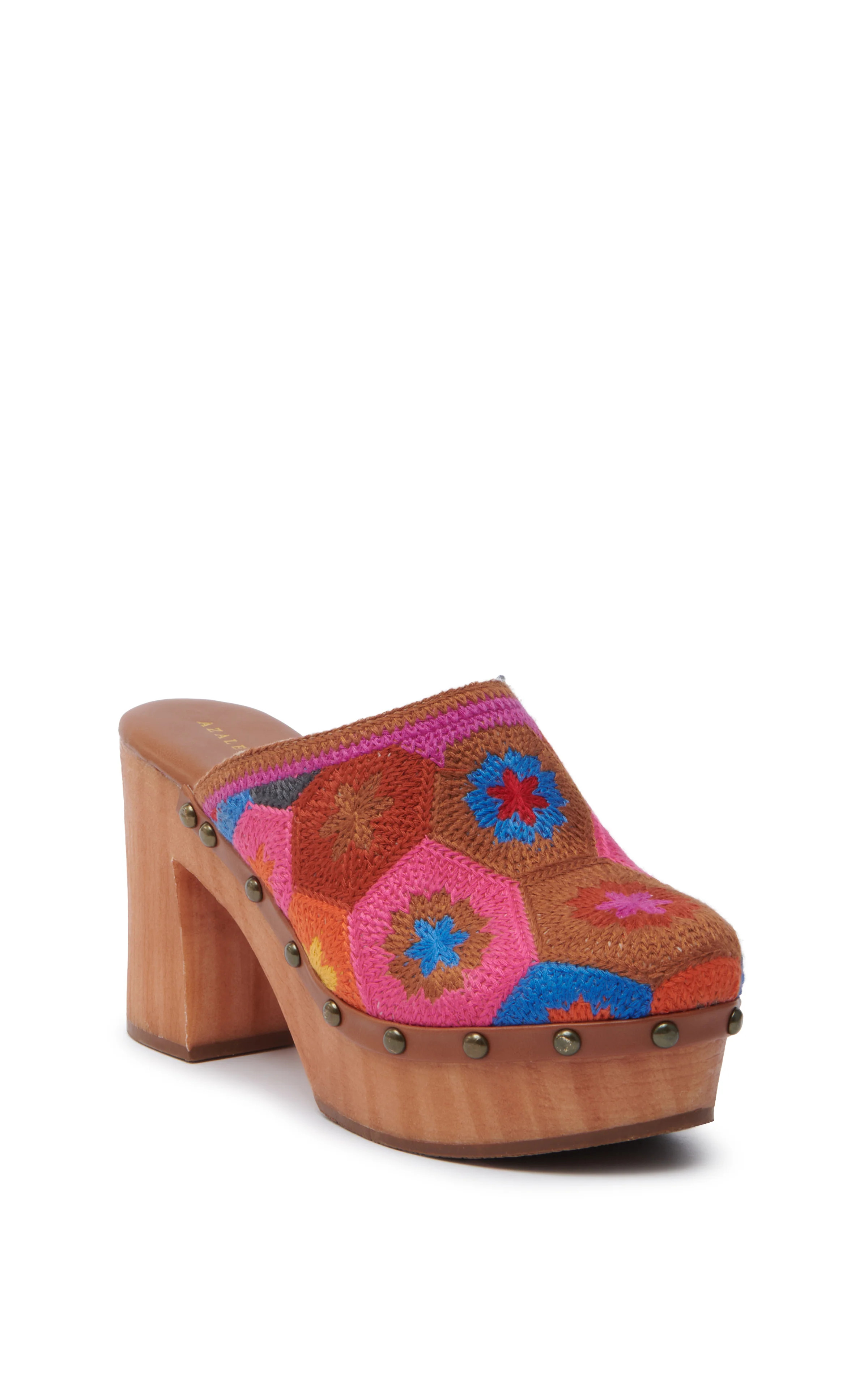 NAOTO-PINKMULTI CROCHET PLATFORM MULE | Azalea Wang
