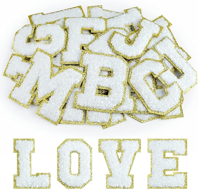 Morcheiong 26Pcs Self Adhesive Chenille Letter Patches A-Z, Chenille Letters for DIY Clothing, Fa... | Amazon (US)