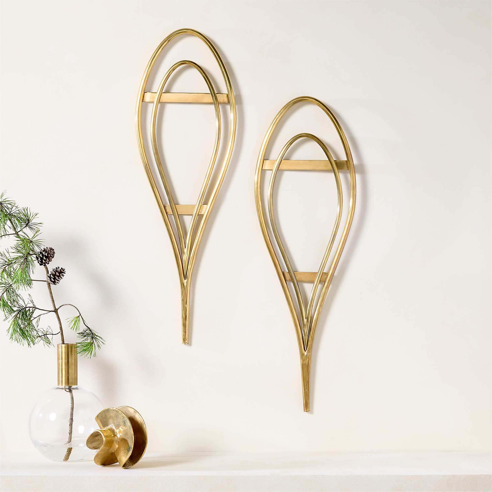 Arden Aged Brass Snow Shoe Wall Decor Set of 2 | CB2 | CB2