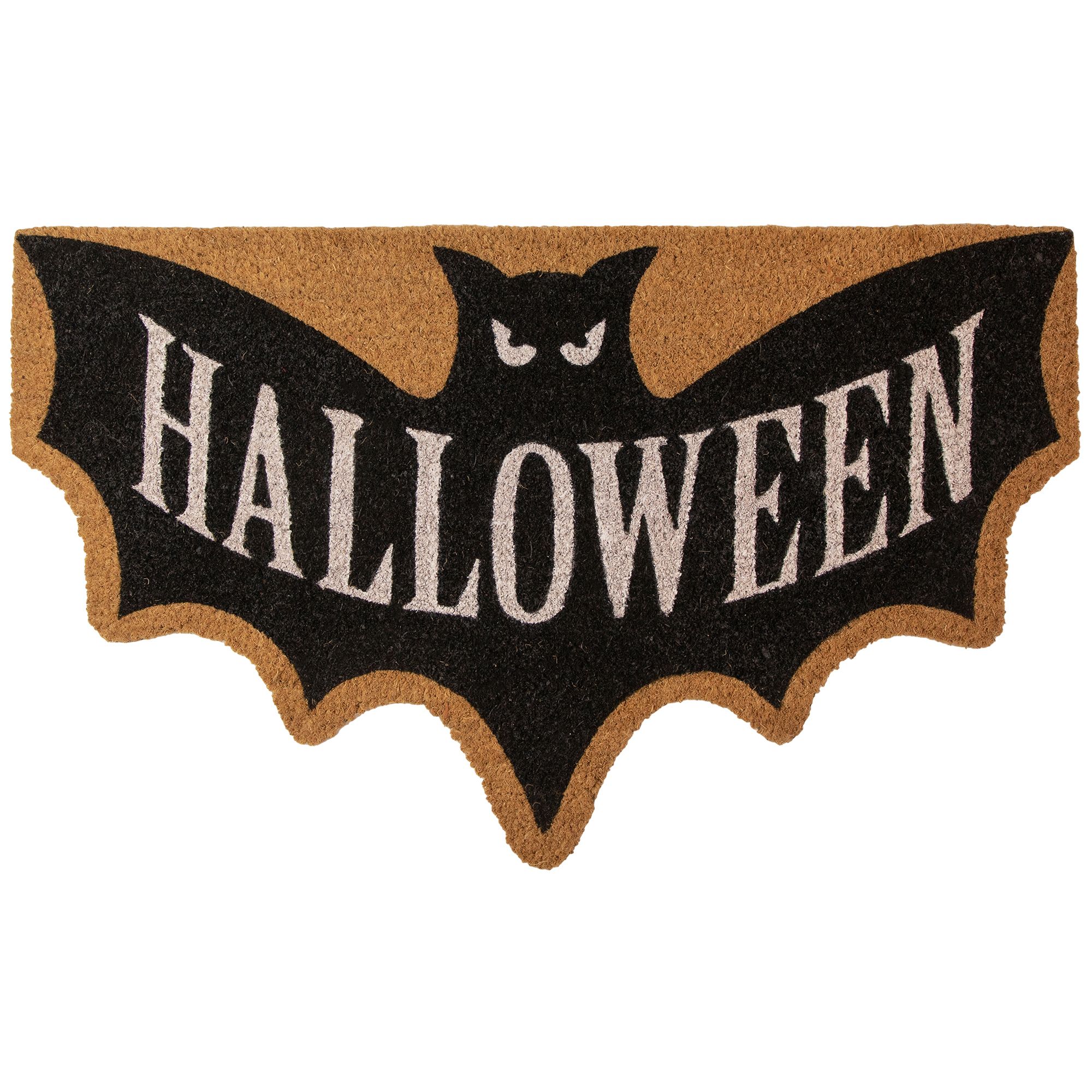 Northlight Natural Coir "Halloween" Bat Shaped Doormat 18" x 30" | Walmart (US)