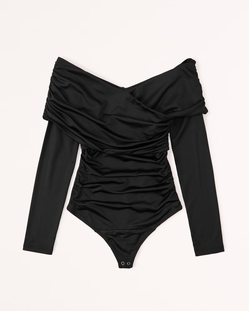 Long-Sleeve Ruched Wrap Bodysuit | Abercrombie & Fitch (US)