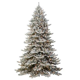 6.5 ft. Green Prelit Flocked Royal Majestic Fraser Fir Artificial Christmas Tree with 450 Clear I... | The Home Depot