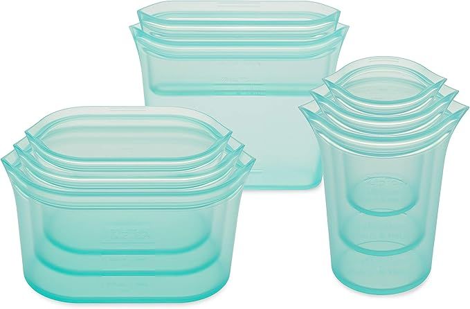 Zip Top Reusable 100% Silicone Food Storage Bags and Containers, Made in the USA - Full Set- 3 Cu... | Amazon (US)