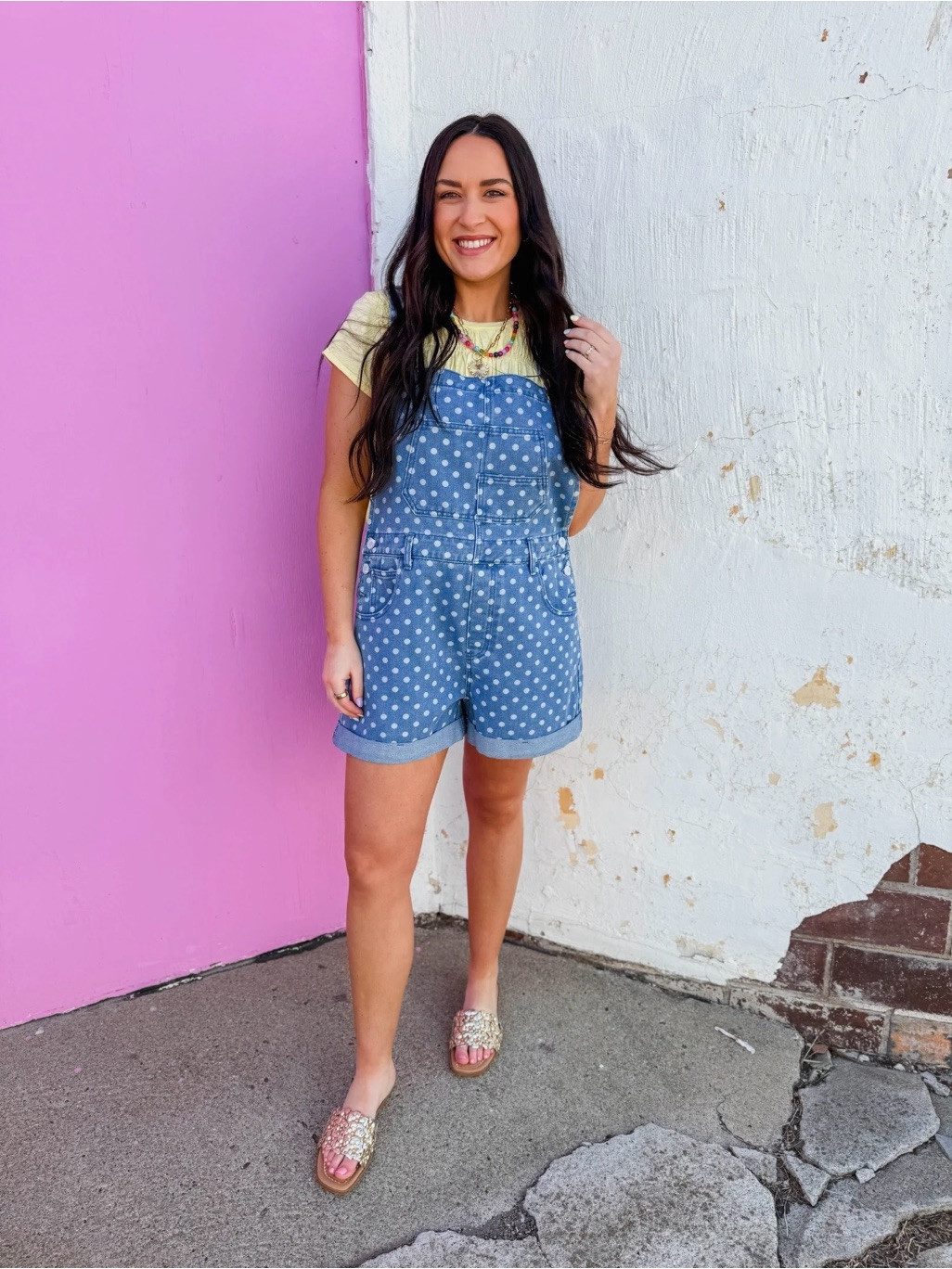 Blue Polka Dot Denim Short Overalls | Poshmark