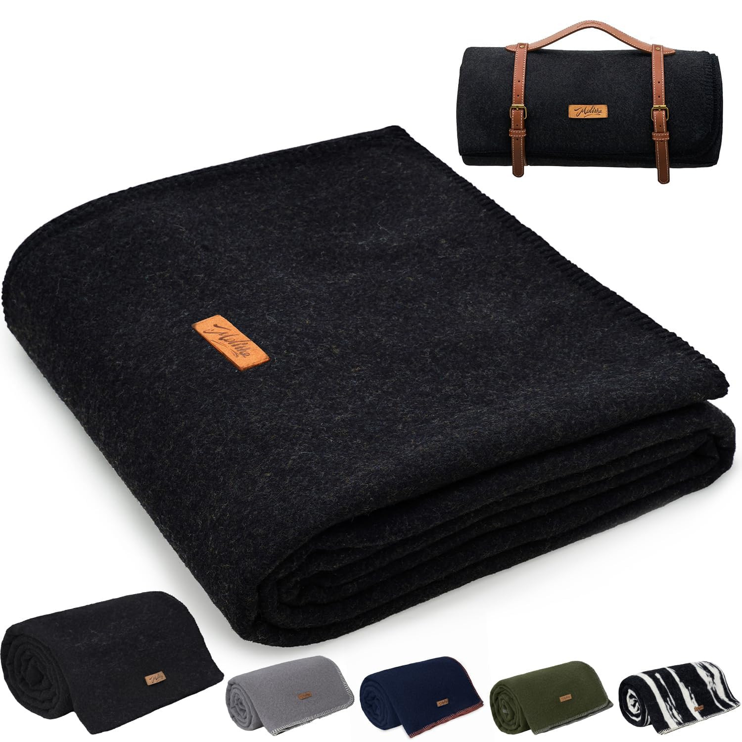 100% Wool Blanket, 48" x 62", Warm, Thick, Washable, Military Wool Blanket, Great for Camping, Ou... | Amazon (US)