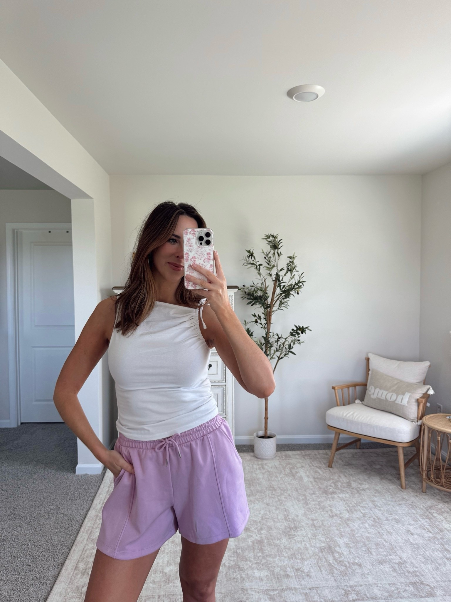 OOTD 💜 Top & shorts: TTS, wearing a size M! Sneakers: men's sizing — I'd recommend sizing down ½ to 1 size. I'm usually an 8/8.5 and got an 8, but honestly could've even maybe done a 7.5

#LTKootd #LTKSeasonal #LTKTall