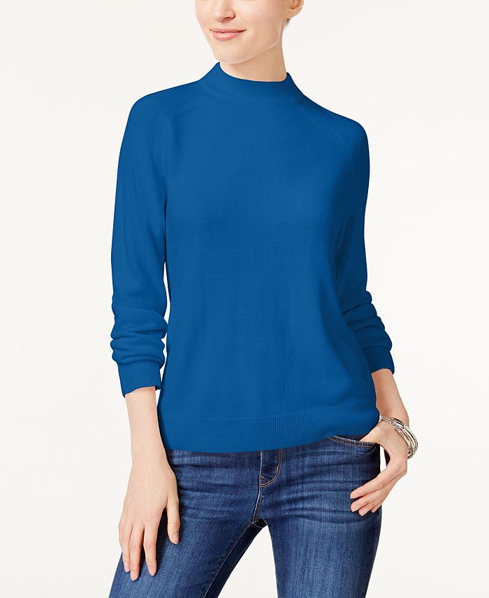 Luxsoft Zip-Back Mock-Neck Sweater, Created for Macy's | Macys (US)