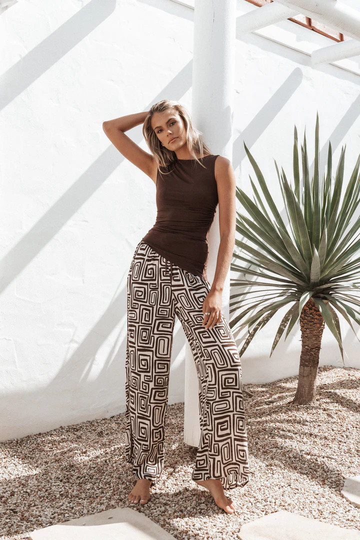 Imogen Pant - Chocolate Brown Print | Petal & Pup (US)