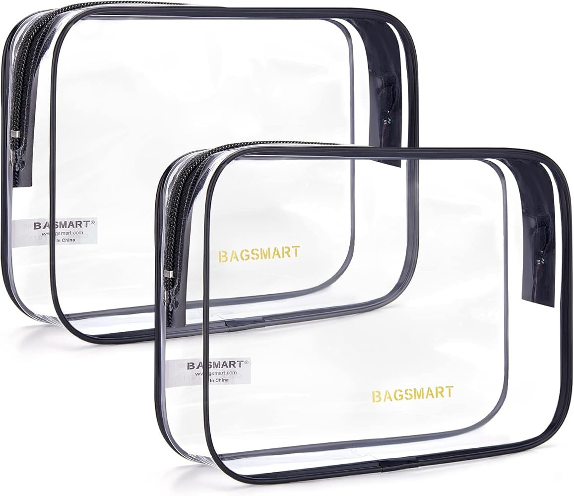 BAGSMART Clear Toiletry Bag, 2 Pack TSA Approved Travel Toiletry Bag Carry on Travel Accessories ... | Amazon (US)