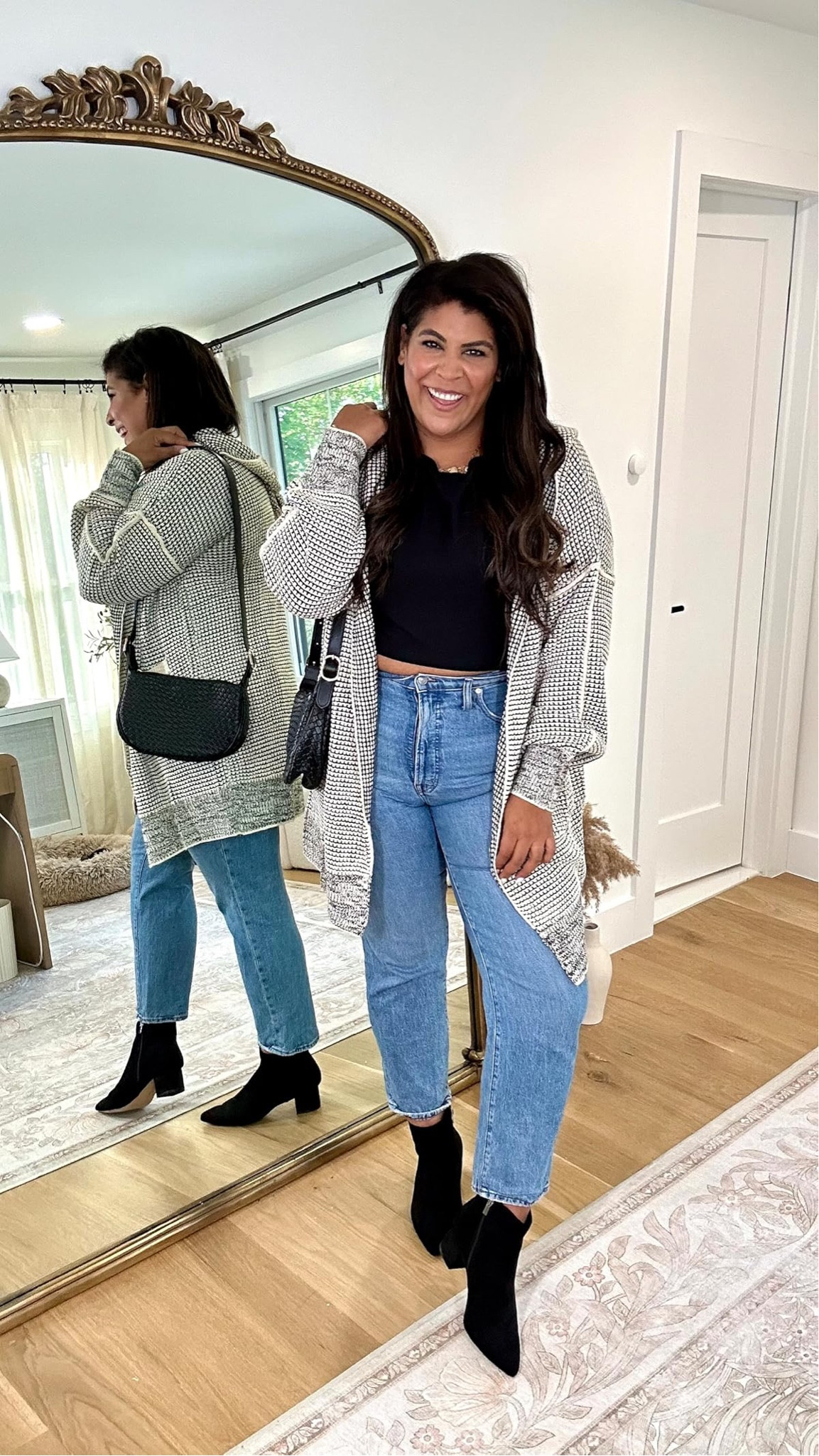 midsize casual fall outfit idea — I’m 5’9” 38D size 12 or XL wearing an XL in the oversized cardigan & size 32 in jeans. boots run tts #fallfashion #womensstyle #amazonfashion 

#LTKMidsize #LTKSeasonal #LTKFindsUnder50