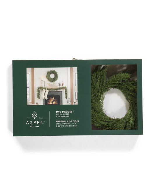 2pc Wreath And Garland Set | TJ Maxx