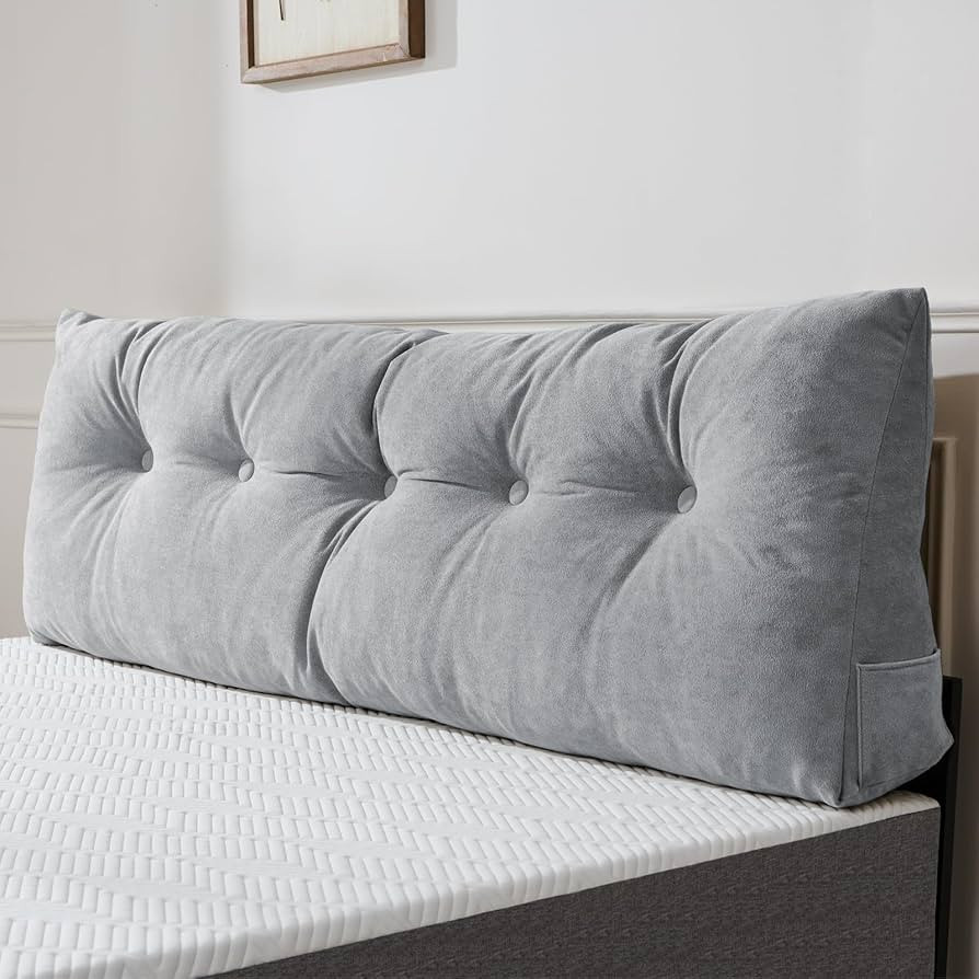 Lukace Premium Wedge Pillow Headboard with Removable Cover - Triangular Reading Support Backrest ... | Amazon (US)