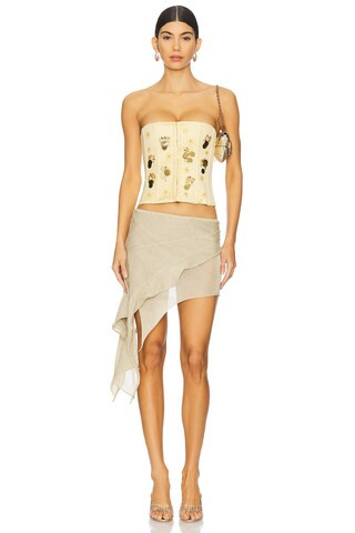 GUIZIO Embellished Satin Corset in Ivory from Revolve.com | Revolve Clothing (Global)