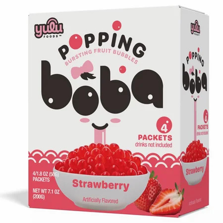 Yulu Foods Popping Boba Pearls - Strawberry 4 Pack - Net Wt 7.1 oz. (200g) | Walmart (US)
