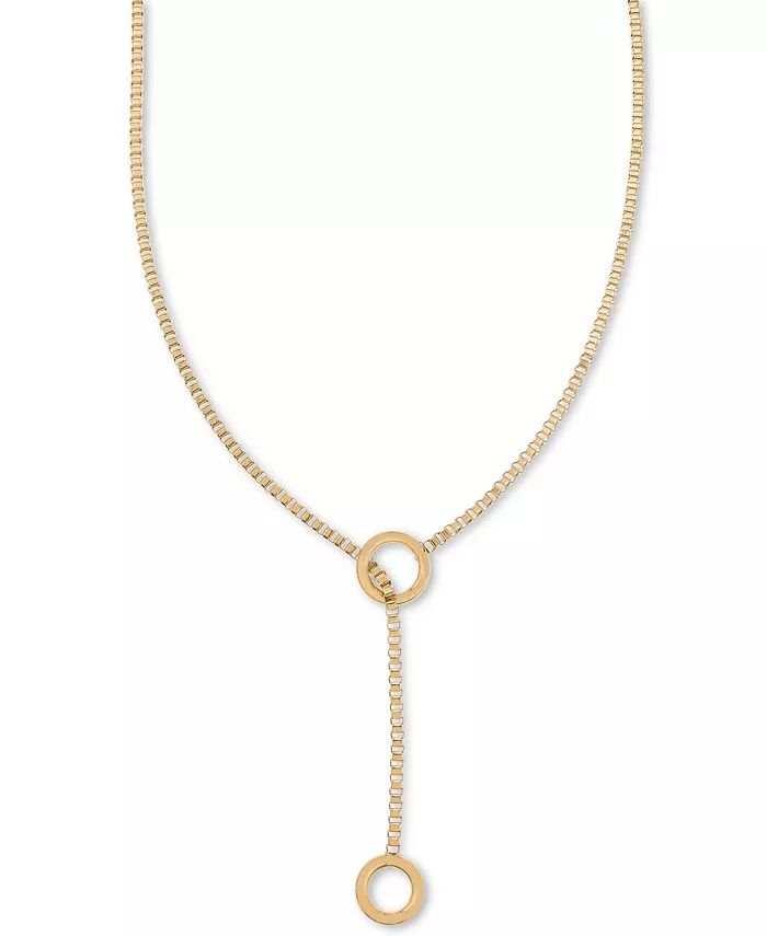 Gold-Tone Loop & Box Chain 25" Lariat Necklace, Created for Macy's | Macy's