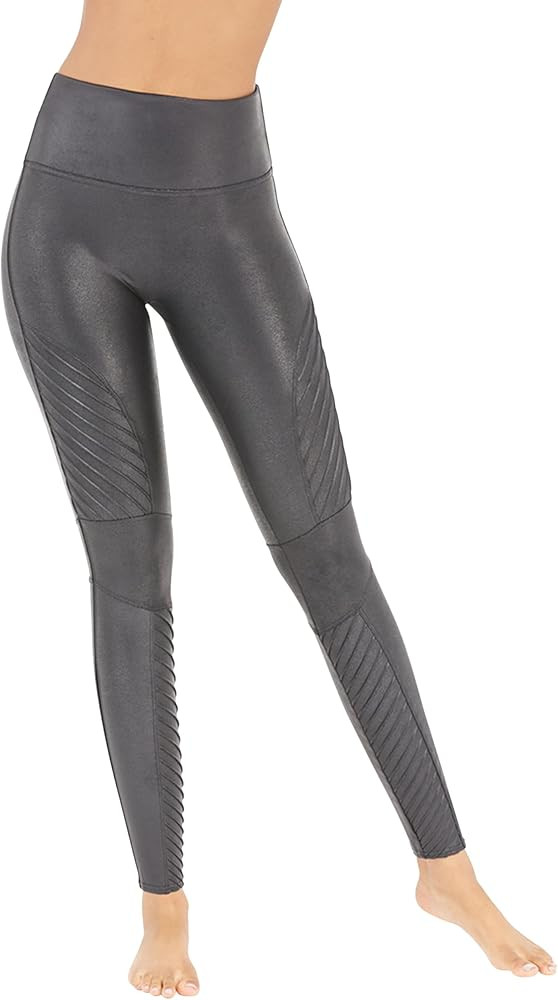SPANX Faux Leather Moto Leggings - Seamless Tummy Control - Contoured Leather Leggings - for Fash... | Amazon (US)