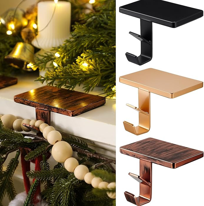 2 in 1 Fireplace Garland and Stocking Hangers for Mantel Heavy Duty Christmas Stocking Holders fo... | Amazon (US)