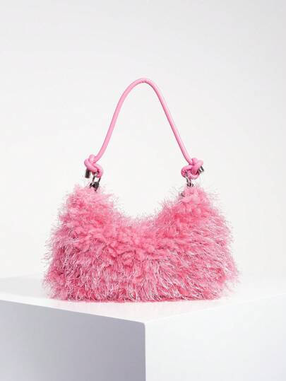 Fluffy Soft Candy Color Crossbody Bag, Y2K Style Women's Shoulder Bag For Autumn, Girls' Vacation Travel Bag, Cute Charming Clutch Bag For Winter, Hobo Bag, New Women's Handbag For Autumn/Winter, Best Autumn Wallet, New Plush Bag For Women , Kawaii - Size one-size | SHEIN