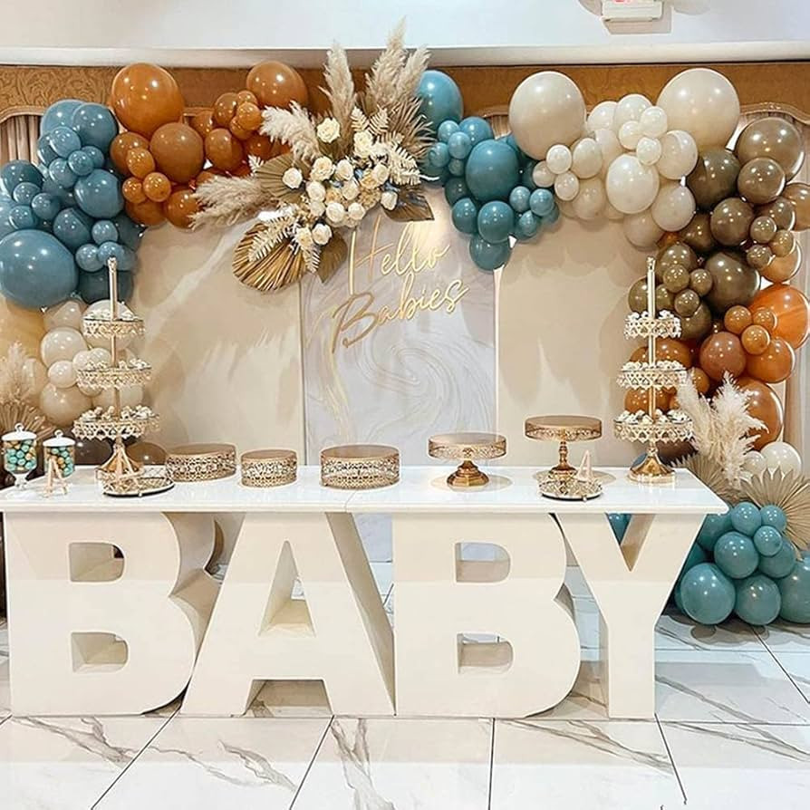 Blue Brown Tan Balloon Garland Kit Dusty Blue White Sand Dark Brown Coffee Beige Latex balloons B... | Amazon (US)