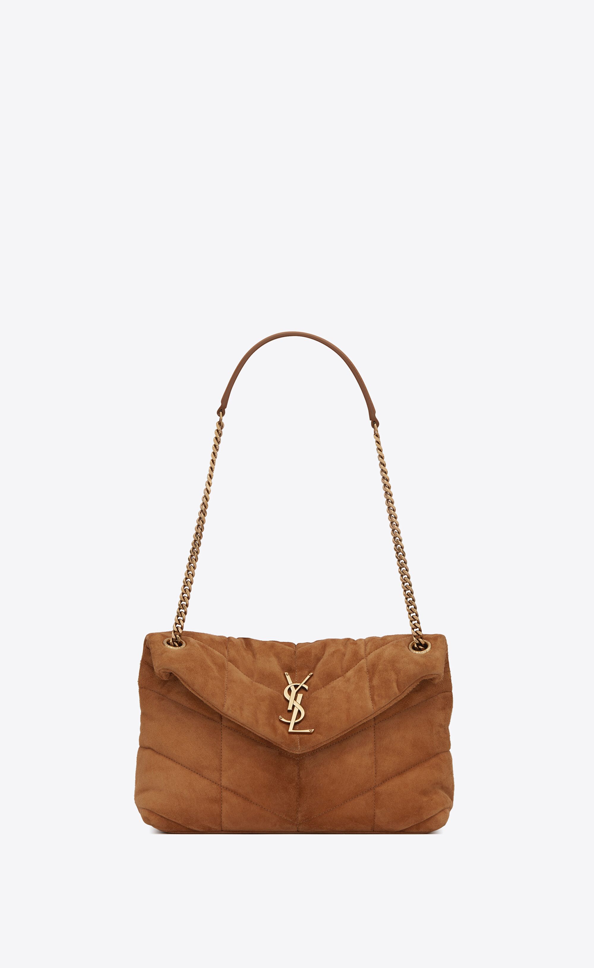 loulou puffer small bag in quilted suede | Saint Laurent Inc. (Global)