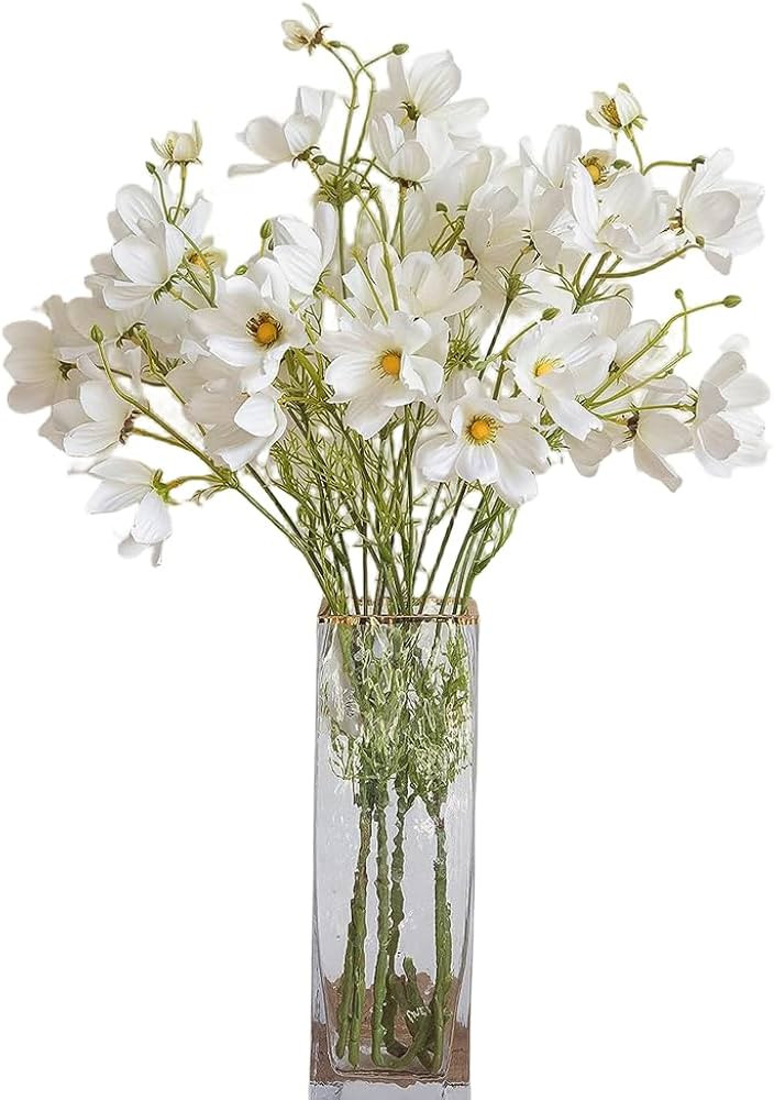 XIGUI 3 Pcs Artificial Fake Flowers Plants Cosmos Silk Flower Arrangements,Realistic Cosmos Plast... | Amazon (US)