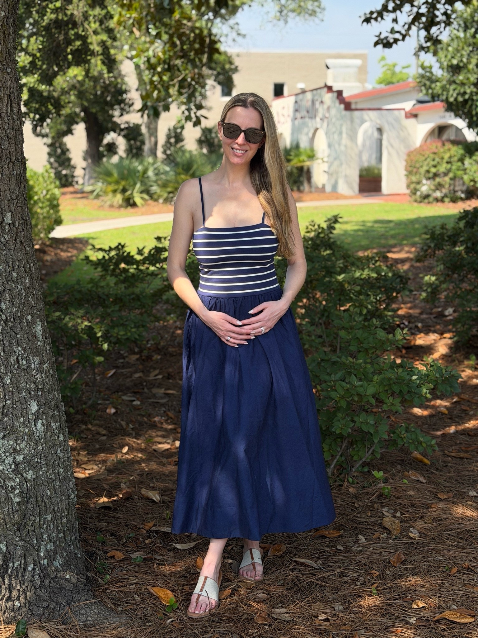 Dress: Bump-friendly cotton dress is on sale under $100. Bodice is 92% cotton, skirt is 100% cotton. Straps are removable. 

Shoes: down 1/2 size

5’8” 17 weeks pregnant
wearing size small

#LTKBump #LTKSaleAlert #LTKOver40