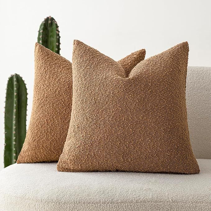 Foindtower Pack of 2 Textured Boucle Throw Pillow Covers Accent Solid Pillow Cases Cozy Soft Deco... | Amazon (US)