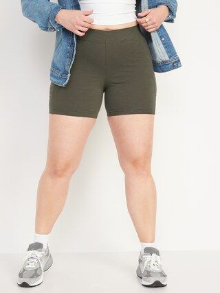 High-Waisted Slub-Knit Biker Shorts - 6-inch inseam | Old Navy (US)