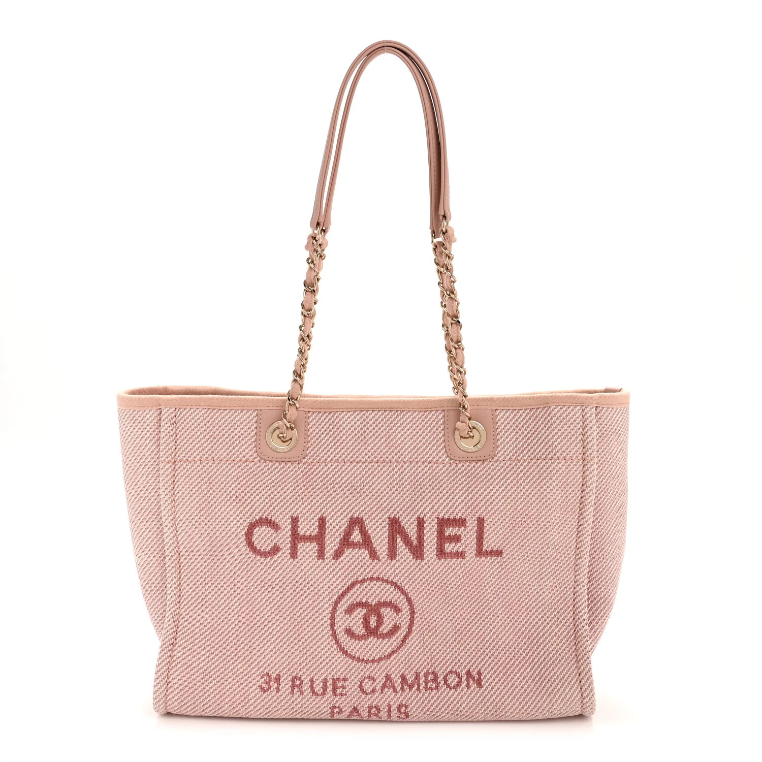 Mixed Fibers Calfskin Small Deauville Tote Rose Pink | FASHIONPHILE (US)