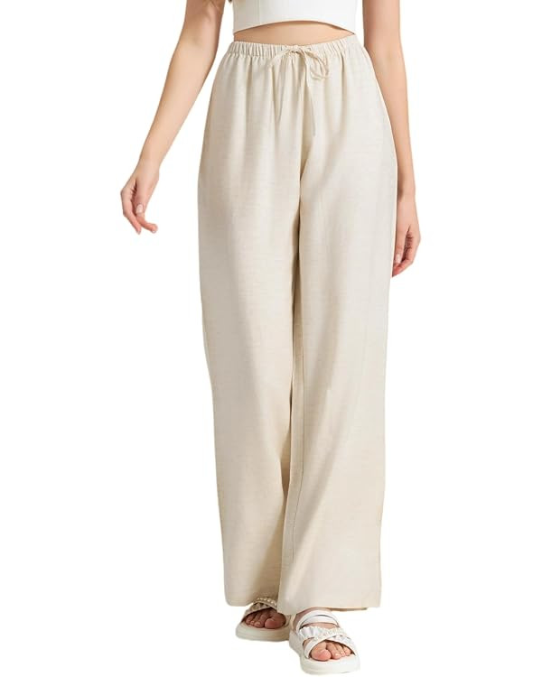 Tall Women Linen Pants 32"/34"/36" Inseam Summer Casual Wide Leg Pants for Tall Ladies | Amazon (US)