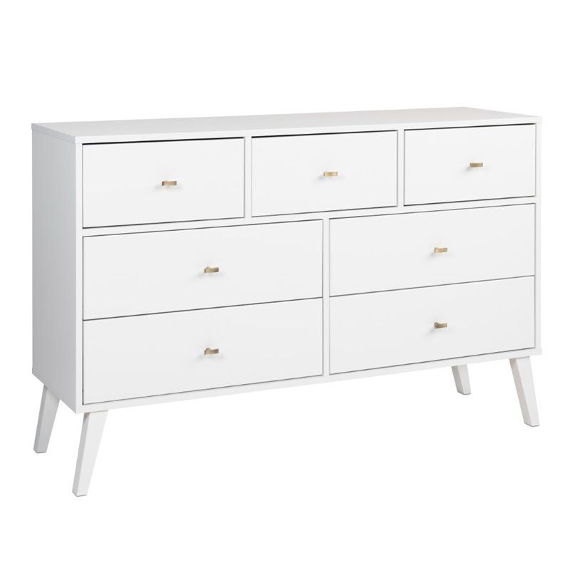 Prepac Milo Mid Century Modern 7-Drawer Dresser, White | Walmart (US)