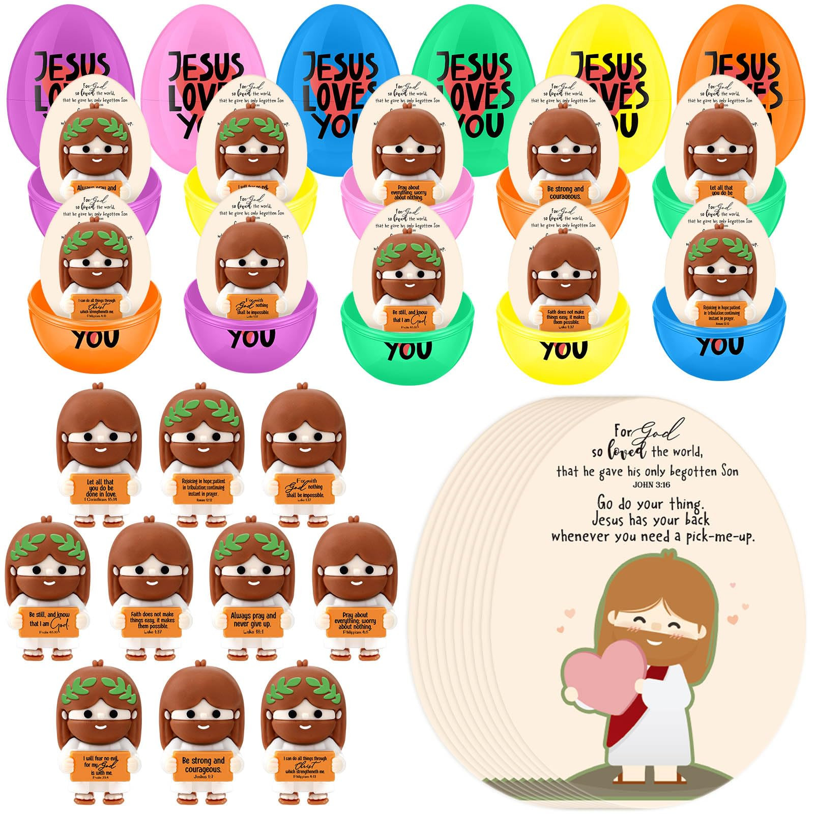 Thyle Juego de 30 huevos de Pascua cristianos precargados con mini figura de Jesús, resurrecció... | Amazon (US)