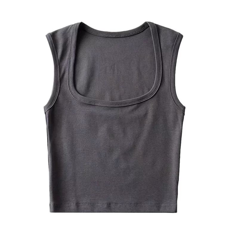 Camisole For Women Summer New Solid Slim Square Neck Ultra Short Sleeveless Fashion Low Cut Knitt... | Walmart (US)