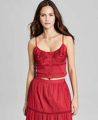 And Now ThisWomen's Cutwork-Embroidered Pleated Top | Macy's