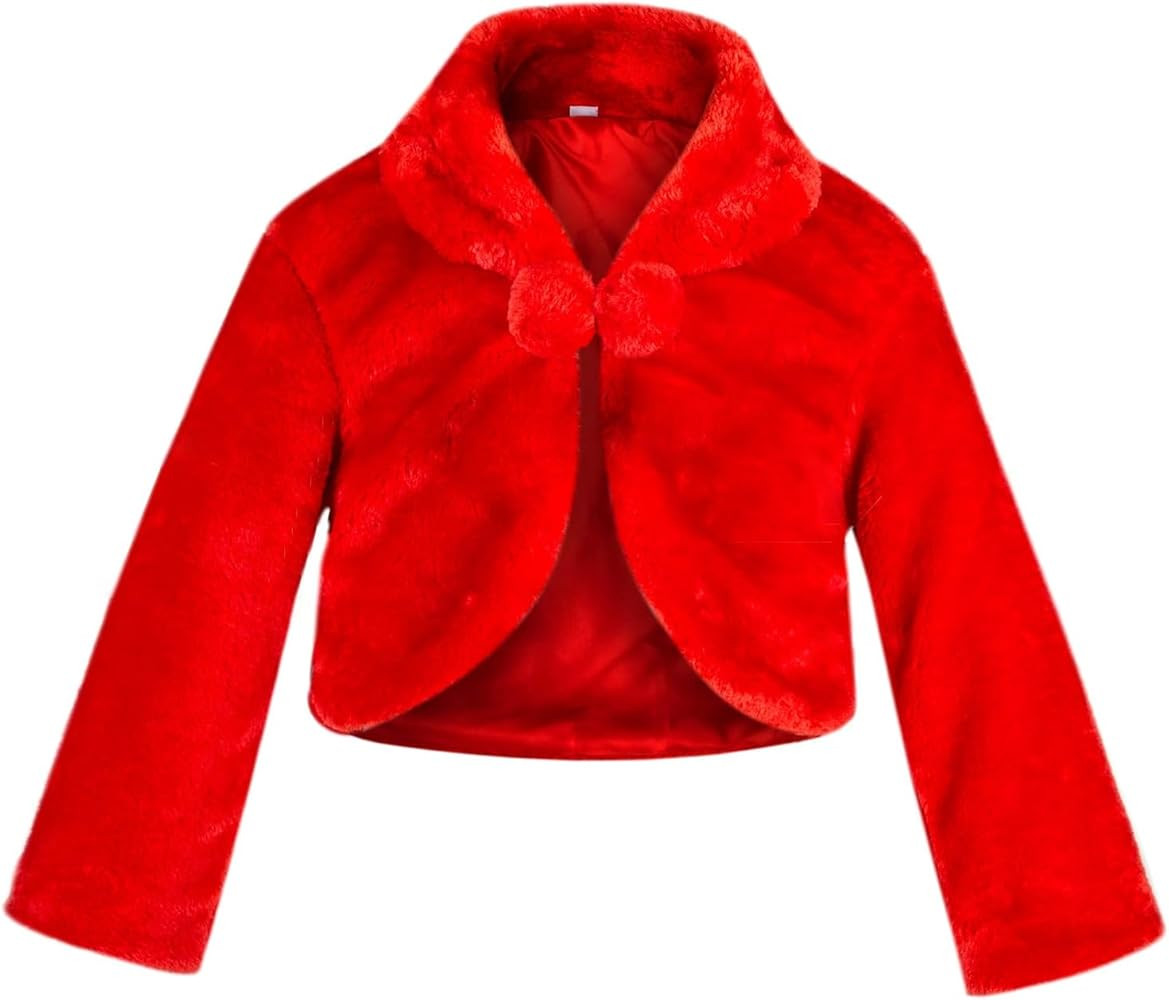 SK Studio Girls Princess Faux Fur Flower Bolero Shrug Party Wedding Dress Up | Amazon (US)