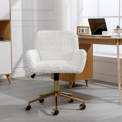 NicBex Adjustable Office Chair with Golden Metal Base,Modern Computer Chair,Swivel Upholstered Desk Chair for Adult, Student,Beige | Target